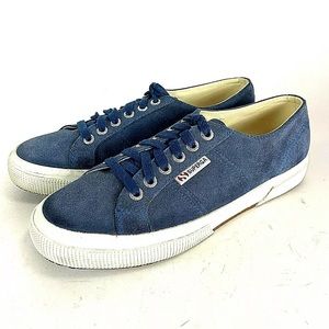Superga Womens Sneakers Blue Suede Shoes US 8